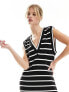 Фото #3 товара ASOS DESIGN supersoft v neck maxi sleeveless dress in mono stripe