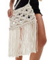 Bershka boho shoulder bag with mirror detailing in white