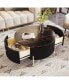 Фото #10 товара Modern Round Coffee Table With 2 Large Drawers Storage Accent Table(31.5")