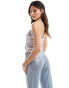 Фото #4 товара ASOS DESIGN satin deep plunge twist cami top in light grey