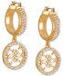 Gold-Tone Pavé Logo Charm Hoop Earrings