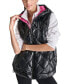 Women's Quilted Curved Hem Puffer Vest with Pop Mesh Lining