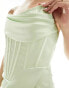 Фото #2 товара Heiress Beverly Hills exclusive premium satin corset wrap mini dress in pale green