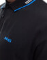 BOSS GREEN paul tipped polo shirt in black and blue