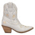 Фото #1 товара Dingo Primrose Embroidered Floral Snip Toe Cowboy Booties Womens Off White Casua