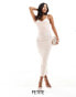 Фото #1 товара Vesper Petite white contrast trim cami midi dress in pink