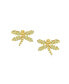 ფოტო #3 პროდუქტის Tiny Cubic Zirconia Canary Yellow Simulated Citrine CZ Dragonfly Firefly Butterfly Stud Earrings Real 14K Yellow Gold Screw back