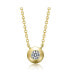 ფოტო #1 პროდუქტის Sterling Silver 14k Gold Plated Round Cubic Zirconia Bezel Solitaire Necklace