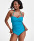 Фото #4 товара Twist-Front Ruched One-Piece Swimsuit