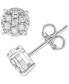 ფოტო #1 პროდუქტის Diamond Mini Cluster Stud Earrings (1/10 ct. t.w.) in 10k White Gold