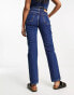 Weekday Smooth high waist slim leg stretch jeans in nobel blue