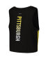 Women's Black Pittsburgh Steelers Ombre Wordmark Classic Cropped Tank Top