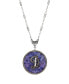 Фото #4 товара 2028 blue Round Pewter Initial Pendant Necklace