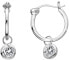 Silver round earrings with 2in1 diamonds Hoops Topaz DE628