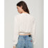 SUPERDRY Lace Trim Smocked Long Sleeve Blouse