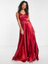 Little Mistress Tall pleated maxi dress in autumn red