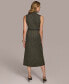 ფოტო #2 პროდუქტის Donna Karan Women's Belted Mock-Neck Midi Dress