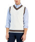 Фото #1 товара Men's Spliced V-Neck Striped-Trim Sweater Vest, Created for Macy's