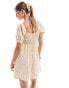 Brave Soul puff sleeve smock dress with hair scrunchie in cream ditsy print