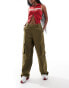 Фото #1 товара Noisy May wide leg tailored cargo in khaki