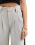 ASOS DESIGN wide leg trouser with side stripe in light grey