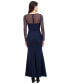 ფოტო #2 პროდუქტის Women's Rosette Illusion-Sleeve Evening Gown