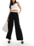 Bershka boxer waistband wide leg tailored trousers in black