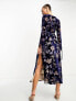 Фото #5 товара ASOS DESIGN velvet burn out maxi dress in blue floral burnout