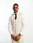 Ben Sherman linen look slim fit suit waistcoat in cream