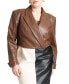 ფოტო #1 პროდუქტის Plus Size Cropped Faux Leather Jacket