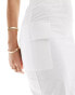 Kaiia linen bandeau pocket detail front split midaxi dress in white