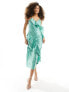 Y.A.S Bridesmaid jacquard cami maxi dress with ruffle detail in green