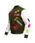 Фото #3 товара Men's Olive Looney Tunes Bugs Boogey Varsity Full-Snap Jacket