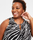 Фото #3 товара Plus Size Animal Print Keyhole Sleeveless Top, Created for Macy's