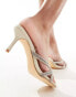 Truffle Collection heel embelished mule sandals in stone