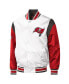 ფოტო #3 პროდუქტის Men's White Tampa Bay Buccaneers Throwback Warm Up Pitch Satin Full-Snap Varsity Jacket