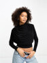 Фото #1 товара & Other Stories high neck long sleeve drape top in black