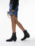 Фото #4 товара Topshop Wide Fit Lara leather western style ankle boot in black