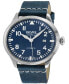 ფოტო #1 პროდუქტის Men's Vaughn Blue Leather Watch 44mm