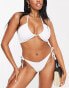 Фото #2 товара Ivory Rose Fuller Bust mix & match rib upside down triangle bikini top in white