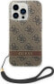 Guess Etui Guess do iPhone 14 Pro 6,1" brązowy/brown hardcase 4G Print Strap