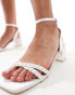 Фото #2 товара Be Mine Wide Fit Bridal Shellie low block heeled sandals with pearls in ivory