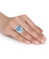 Blue Topaz (18 ct. t.w.) and Diamond (1/2 ct. t.w.) Octagon Ring in 14k White Gold