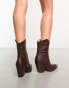 Фото #4 товара Free People brayden leather toe-cap detail cowboy ankle boots in hot fudge