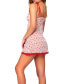 Women's Paris Embroidered Hearts and Lace Babydoll Chemise with Matching Heart Panty