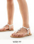 ASOS DESIGN Wide Fit Fortune hardware flat sandal in white