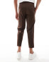 ASOS DESIGN straight crop suit trousers in brown Коричневый, W34 L34 - фото #2