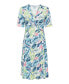 Women's Short Sleeve Tropic Print A-Line Dress Голубой, 16 - фото #3