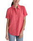 ფოტო #1 პროდუქტის Women's Rolled-Sleeve Button-Up Shirt