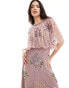 ASOS DESIGN embellished batwing maxi dress with floral artwork in pink